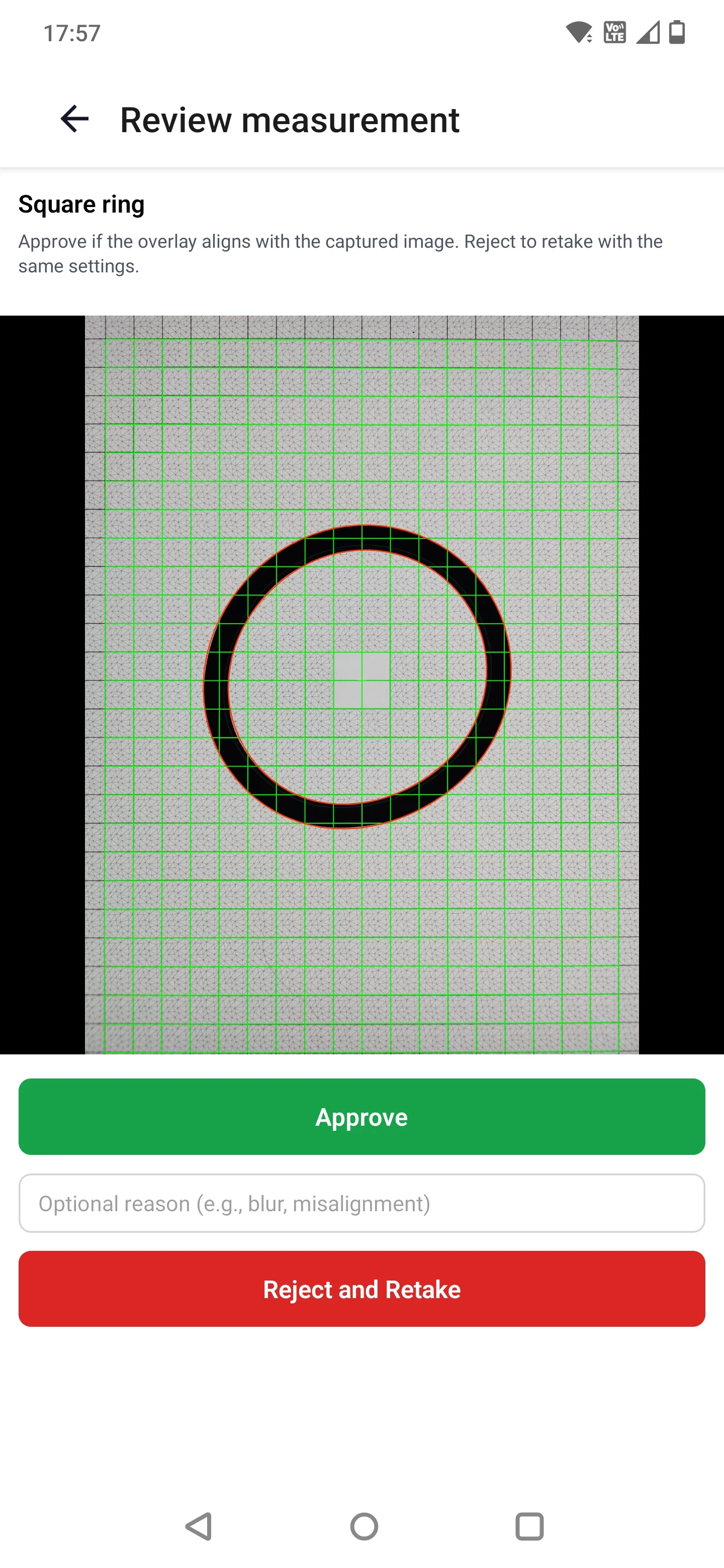 Backup ring QC results